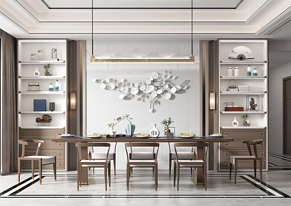 New Chinese Dining Table and Chair Combination 3d model