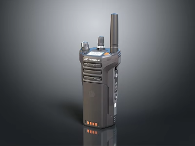 Motorola Professional Handheld Walkie Talkie With Antenna And Control Buttons 3d model