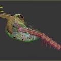 Futuristic Architectural Model Featuring Curved Structure Bridge Platform And Colorful Elements