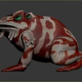 Red And White Decorative Frog With Green Eyes And Artistic Design