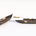 Two Traditional Wooden Boats with Handcrafted Hull and Natural Wood Texture