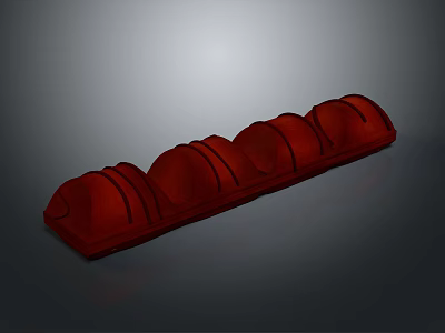 Red Shell Shaped Pastries Arranged In A Row On Dark Surface 3d model