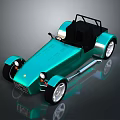 Shiny Teal Convertible Car With Silver Wheels Black Frame On Dark Background Reflection
