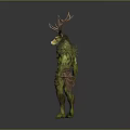 Mythical Deer Like Creature With Green Skin Large Antlers And Muscular Body