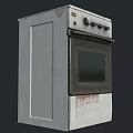 Vintage White Freestanding Gas Stove with Worn Surface Black Oven Door and Four Burners