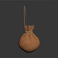 Small Brown Textile Bag With Metal Ring Handle For Daily Essentials Storage