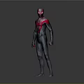 Detailed Black Red Spider Man Costume Character Model In Standing Pose