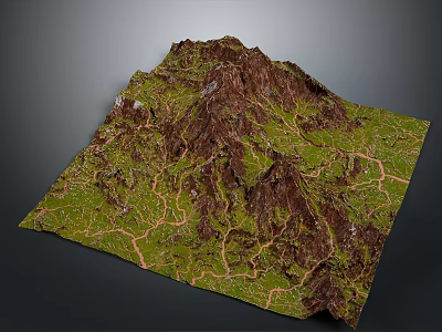 Scenic Mountain Landscape Featuring Rocky Peaks Lush Green Vegetation And Winding Paths 3d model