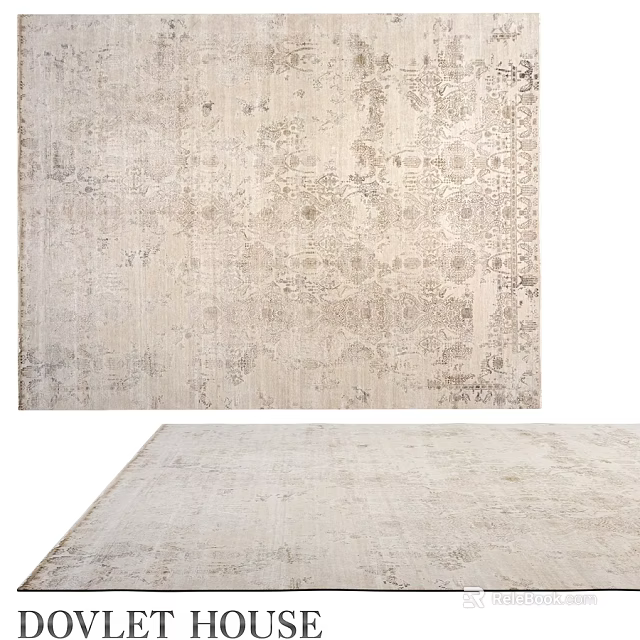 Square Area Rug With Intricate Pattern In Neutral Beige And Gray Tones 3d model 