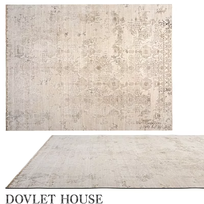 Square Area Rug With Intricate Pattern In Neutral Beige And Gray Tones 3d model