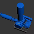 Blue Heavy Duty Industrial Equipment With Cylindrical Top And Base Structure