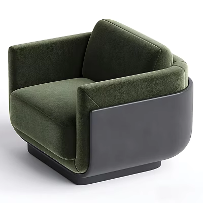 Dark Green Velvet Upholstered Leisure Chair In Modern Design With Black Curved Side Panel 3d model