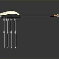 Futuristic Sci Fi Game Movie Character With White Body Black Extended Rods And Transparent Hanging Structures