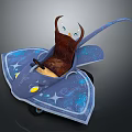 Blue Wing Shaped Fantasy Toy Seat With Star Moon Pattern And Small Animal Doll