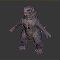 Fierce Giant Monster 3D Model With Open Mouth Spiked Back And Textured Skin