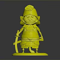 Cute Samurai Cat Standing in Traditional Costume With Decorated Helmet and Sword on Platform
