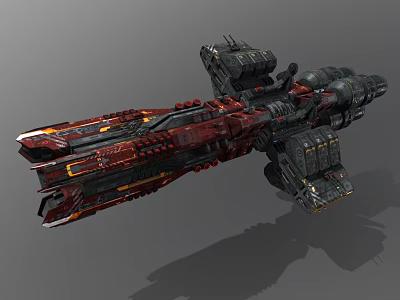 Futuristic Sci Fi Aerospace Spaceship With Red Black Mechanical Structure And Intricate Details 3d model
