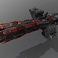 Futuristic Sci Fi Aerospace Spaceship With Red Black Mechanical Structure And Intricate Details
