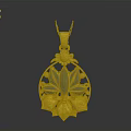 Elegant Gold Pendant With Blue Lotus Flower And Decorative Golden Frame