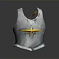 Silver Metallic Armor Vest With Golden Star Emblem And Medieval Design Details