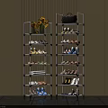 Modern Multilayer Metal Shoe Rack With Organized Shoes Storage And Decorative Flowers