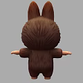 Brown Furry Plush Doll with Rabbit Ears Big Eyes and Toothy Smile