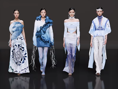 2D modern beauty fashion model fashion catwalk fashion show fashion beauty 3d model