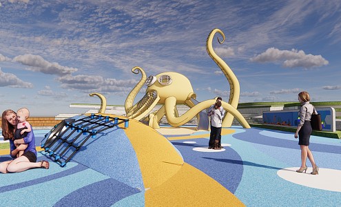 Modern Amusement Equipment Octopus Fort Site Ocean Children's Casino Climbing 3d model