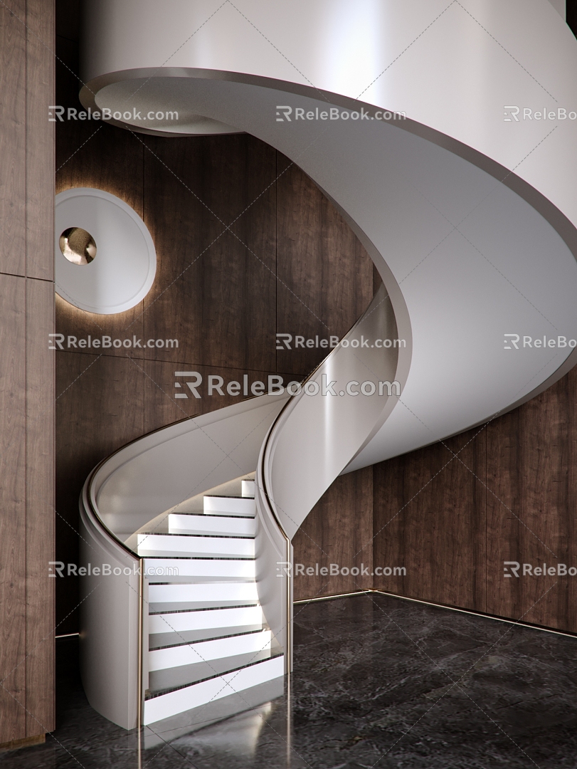 Light Luxury Revolving Staircase 3d model