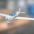 Small White Airplane With Single Propeller Two Seats And Straight Wings
