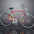 Red Bicycle with Black Seat Silver Wheels Classic Design Handlebars and Reflectors