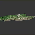 3D Terrain Model Featuring Green Vegetation White Path And Varied Landforms