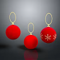 Red Christmas Ornaments With Gold Hooks And Snowflake Design For Holiday Decorations