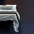 Modern Double Bed With White Sheets Gray Duvet And Pillows In Minimalist Style