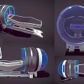 Advanced Medical Scanning Device With Circular Blue Ring Structure Patient Platform And Modern Design 3d model