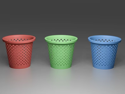Three Colored Decorative Ornament Set With Perforated Design In Red Green Blue 3d model