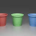Three Colored Decorative Ornament Set With Perforated Design In Red Green Blue