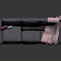 Modern Comfortable Gray Sofa With Pink Blanket And Colorful Cushions