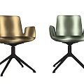 Modern Office Chairs In Brown And Green With Upholstered Seats And Metal Bases
