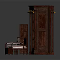 Dark Wooden Furniture Set With Bookshelves Sofa Chair Drawer Cabinet And Side Table