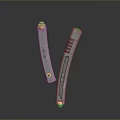 Sleek Silver Weapon Design With Red Accents And Decorative Details