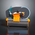 Black Orange And Blue Miter Saw With Transparent Guard And Orange Base
