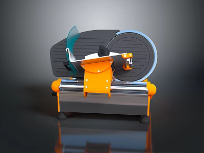 Black Orange And Blue Miter Saw With Transparent Guard And Orange Base 3d model