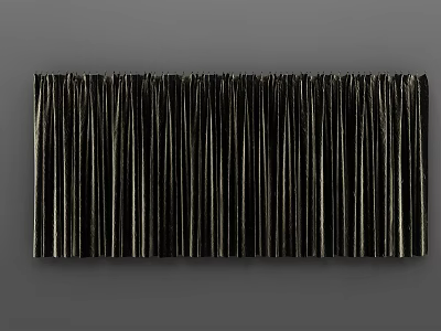Black Textured Curtains With Vertical Stripes For Modern Interior Design 3d model