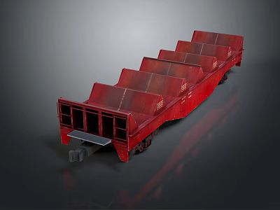 Red Freight Train Cars With Multiple Open Top Hoppers On Gray Surface 3d model