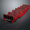 Red Freight Train Cars With Multiple Open Top Hoppers On Gray Surface