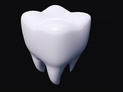 Human Tooth 3D Rendered White Structure with Natural Shape and Root Details 3d model