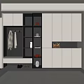 Modern White Shoe Cabinet Interior Design With LED Lighting And Coat Hanging Storage