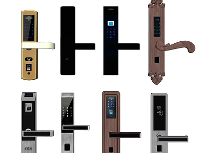 Smart Door Locks With Various Designs And Digital Keypads For Home Security 3d model