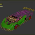 Green Supercar With Sleek Aerodynamic Design Black Roof And Rear Spoiler